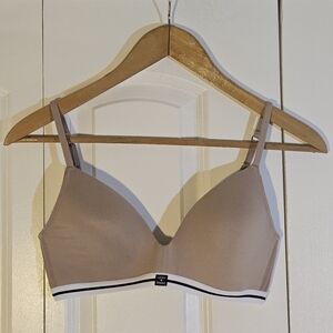 Lucky Brand Beige Wireless Bra with White & Black Trim